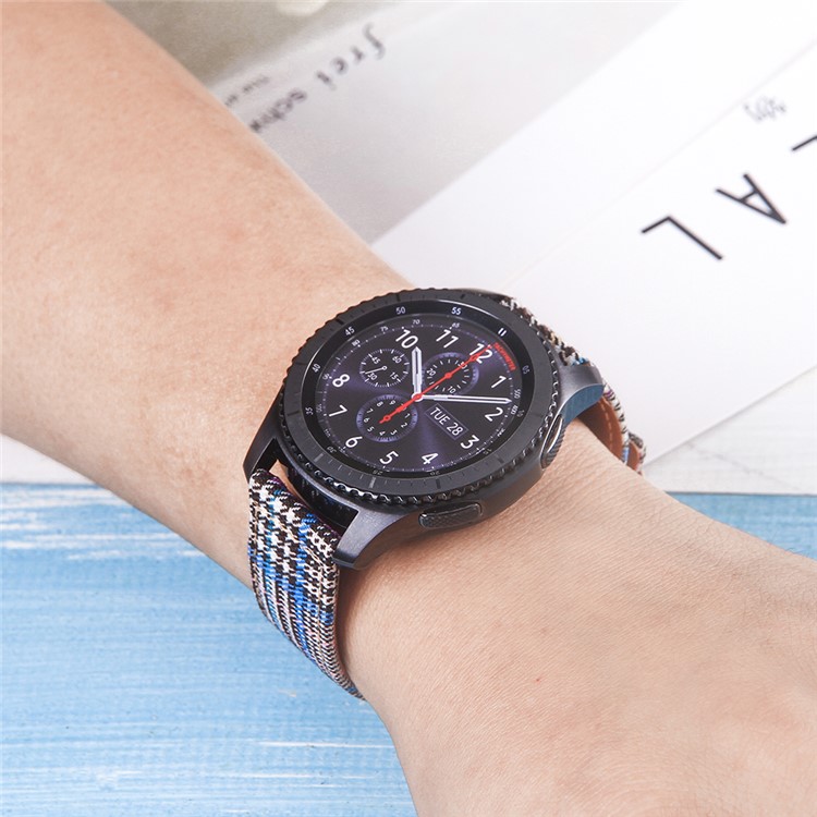 Cloth and Genuine Leather Watch Strap Band for 22mm Smart Watch - 003-4