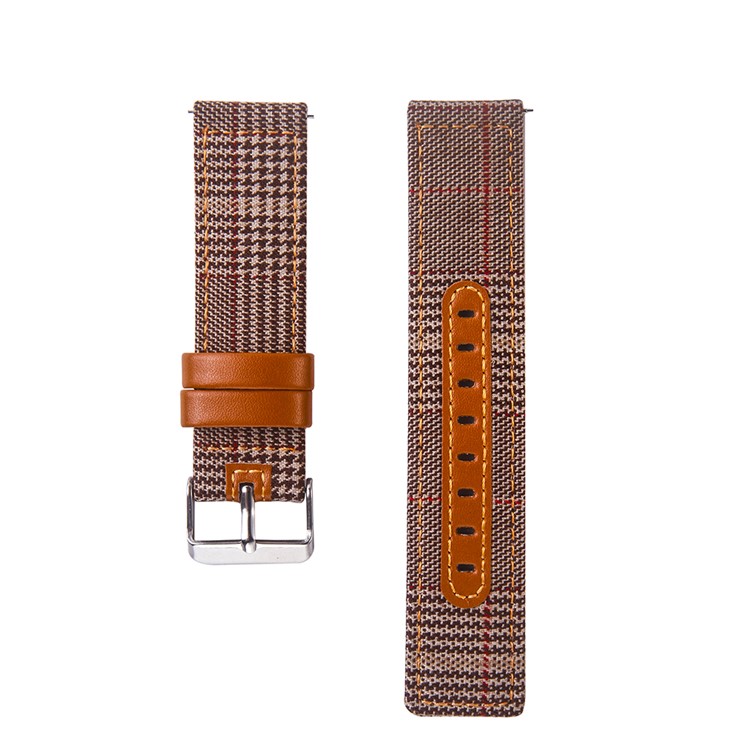 Cloth and Genuine Leather Watch Strap for 22mm Smart Watch - 004-2