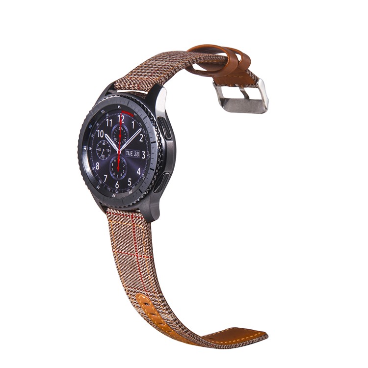 Cloth and Genuine Leather Watch Strap for 22mm Smart Watch - 004-3