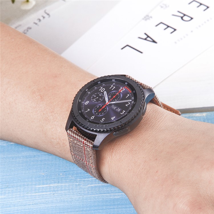 Cloth and Genuine Leather Watch Strap for 22mm Smart Watch - 004-4