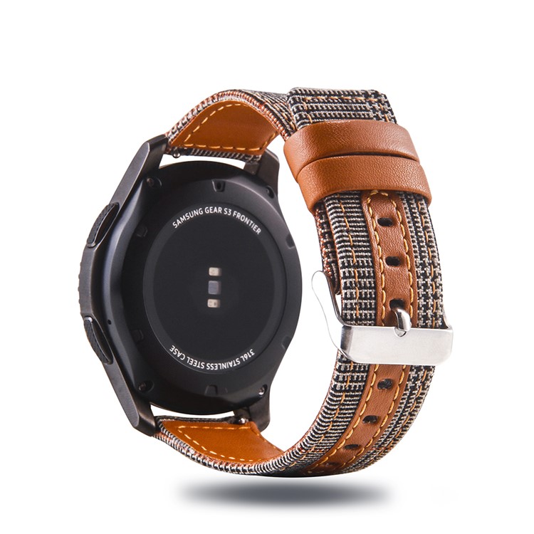 Cloth and Genuine Leather Watch Band Replacement for 22mm Smart Watch - 005-1