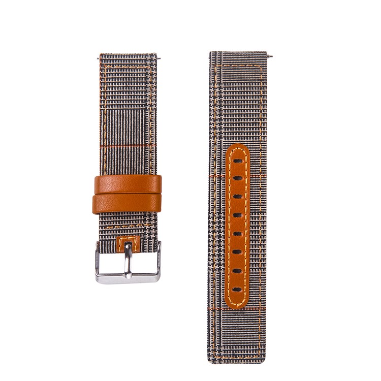 Cloth and Genuine Leather Watch Band Replacement for 22mm Smart Watch - 005-2