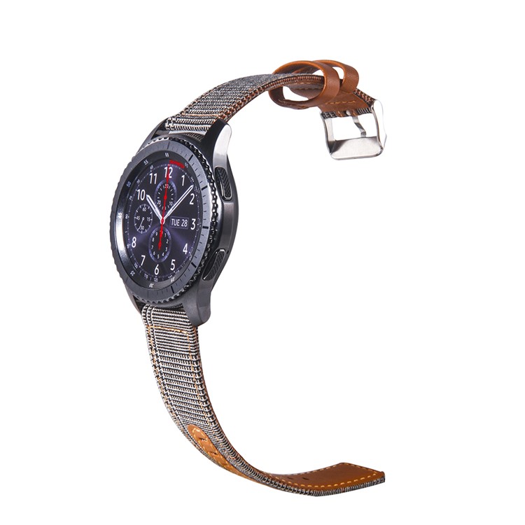 Cloth and Genuine Leather Watch Band Replacement for 22mm Smart Watch - 005-3