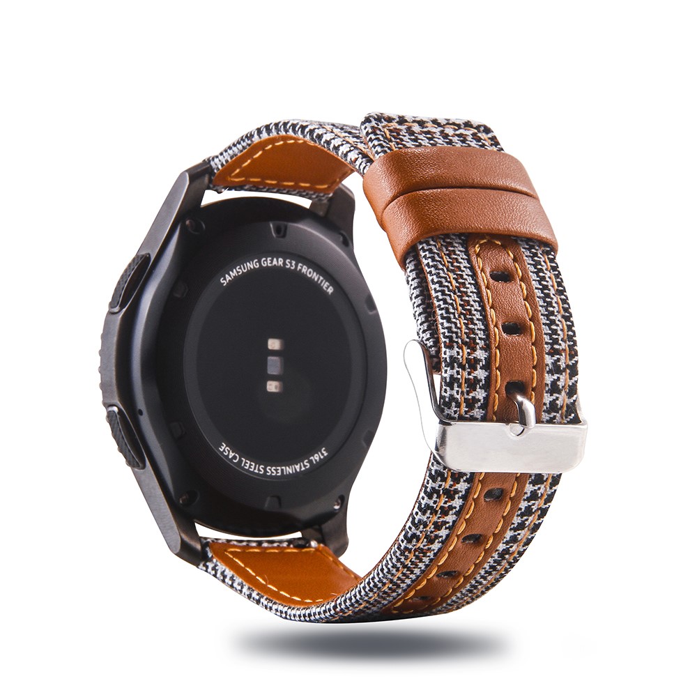 Bracelet De Montre En Tissu Et Cuir Véritable Pour Montre Intelligente De 22 Mm - 006-1