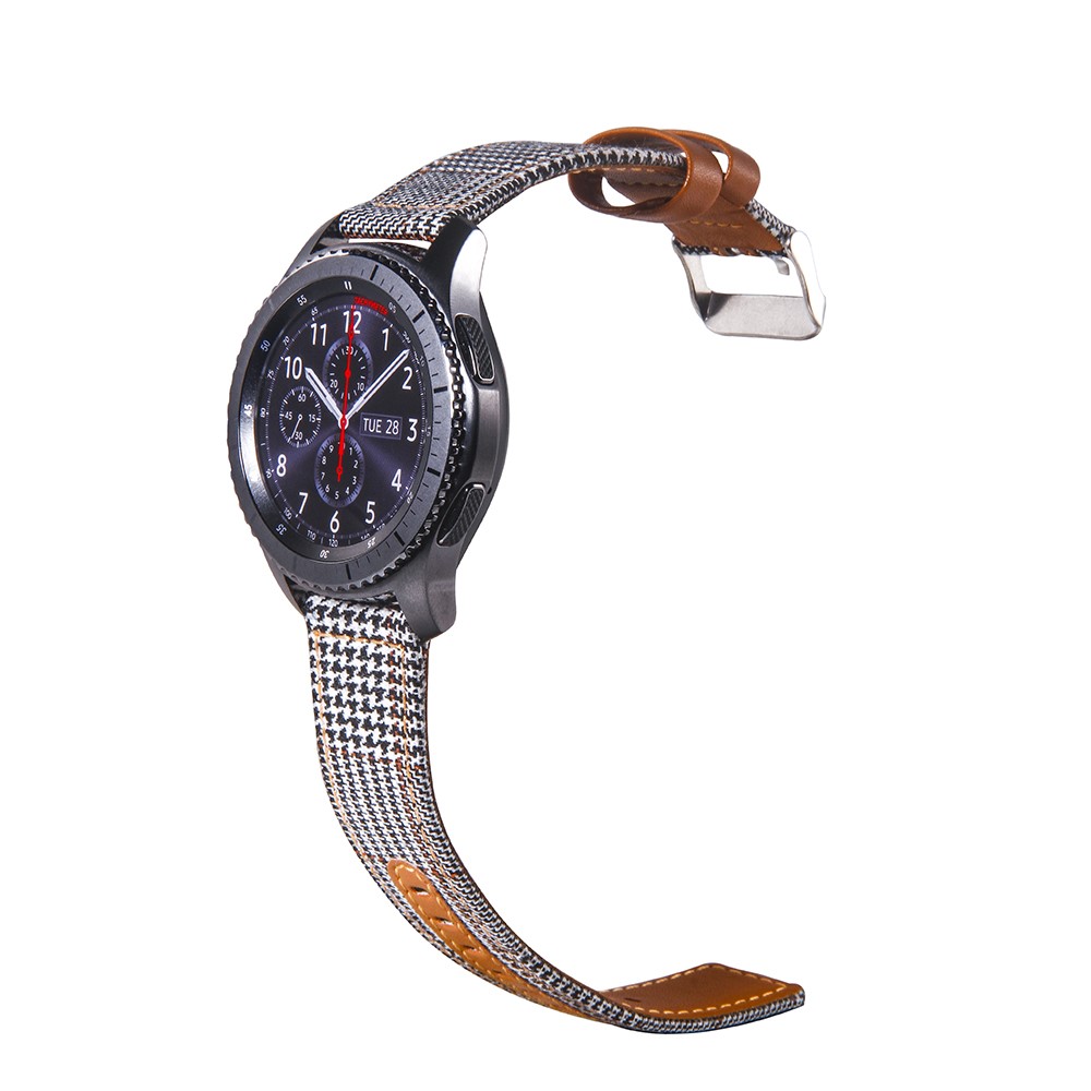 Bracelet De Montre En Tissu Et Cuir Véritable Pour Montre Intelligente De 22 Mm - 006-3