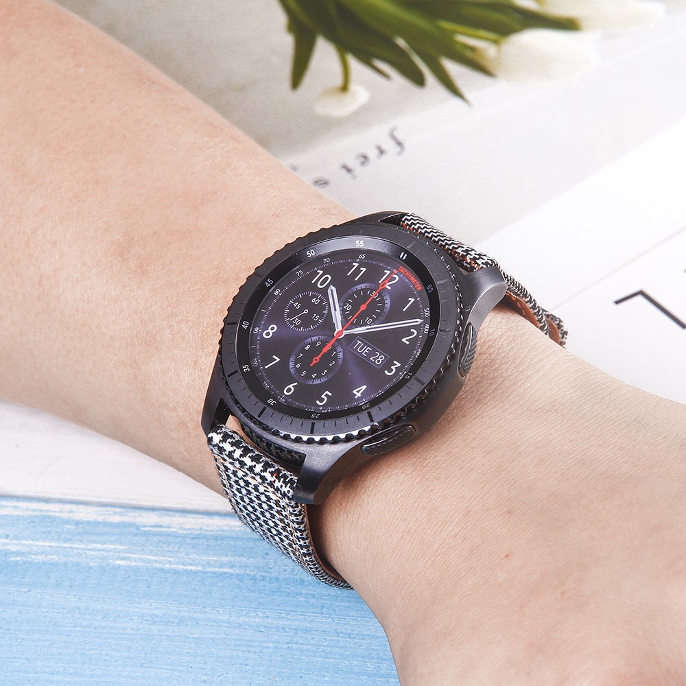Bracelet De Montre En Tissu Et Cuir Véritable Pour Montre Intelligente De 22 Mm - 006-4