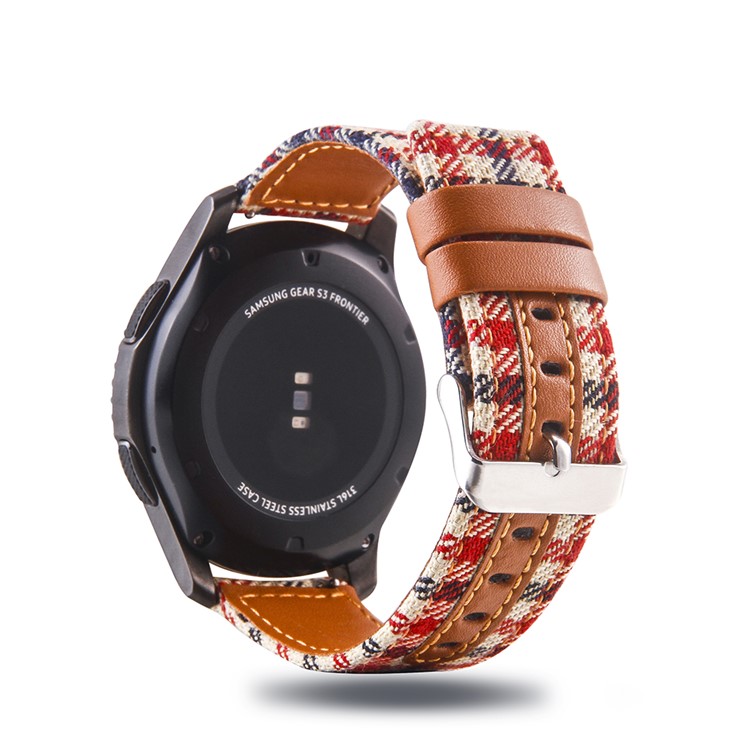 Cloth and Genuine Leather Watch Band Strap Replacement for 22mm Smart Watch - 007-1
