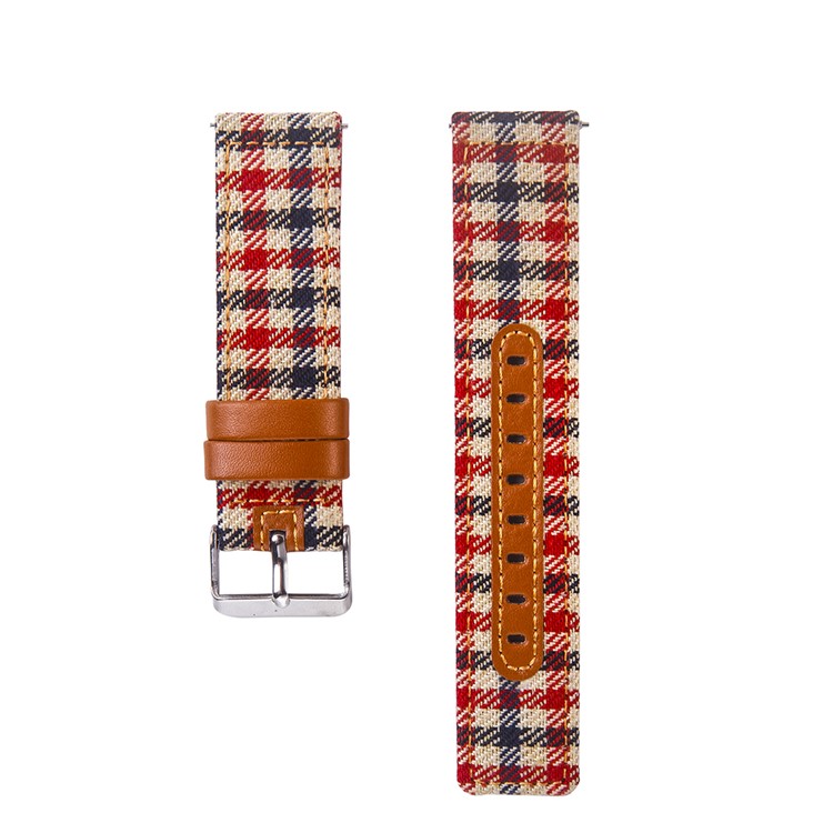 Cloth and Genuine Leather Watch Band Strap Replacement for 22mm Smart Watch - 007-2