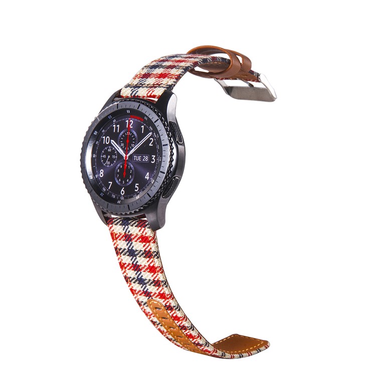 Cloth and Genuine Leather Watch Band Strap Replacement for 22mm Smart Watch - 007-3