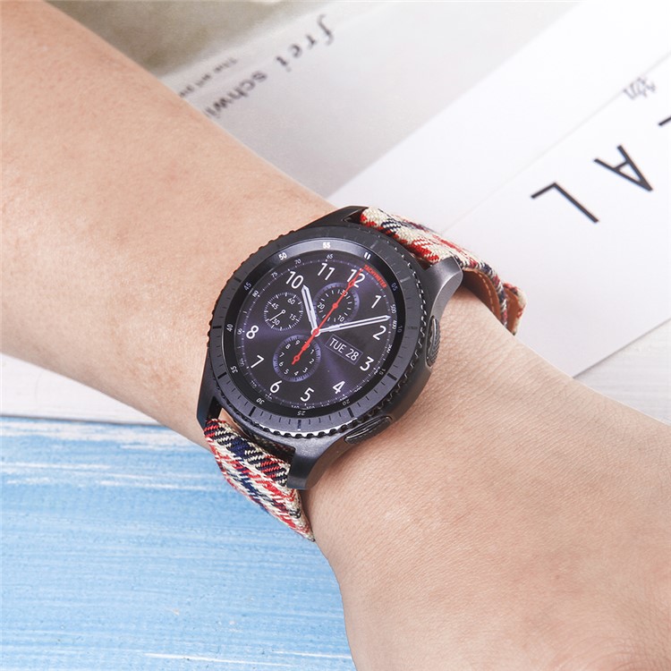 Cloth and Genuine Leather Watch Band Strap Replacement for 22mm Smart Watch - 007-4