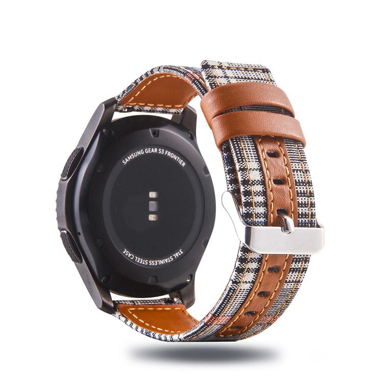 Cloth and Genuine Leather Watch Wrist Strap for 22mm Smart Watch - 010-1