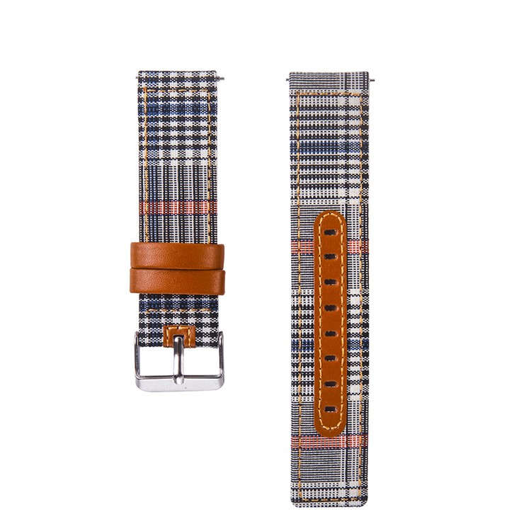 Cloth and Genuine Leather Watch Wrist Strap for 22mm Smart Watch - 010-2