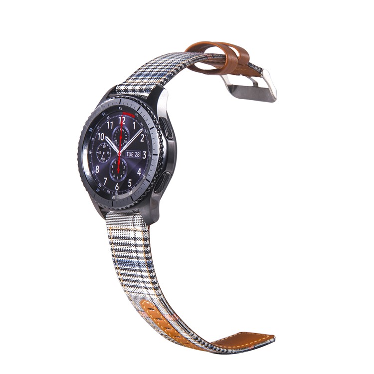 Cloth and Genuine Leather Watch Wrist Strap for 22mm Smart Watch - 010-3