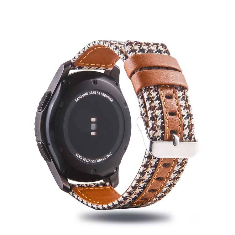 Cloth and Genuine Leather Watch Wrist Band Strap for 22mm Smart Watch - 011-1