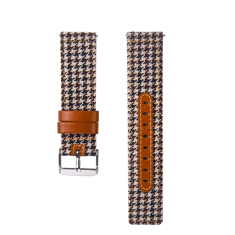 Cloth and Genuine Leather Watch Wrist Band Strap for 22mm Smart Watch - 011-2