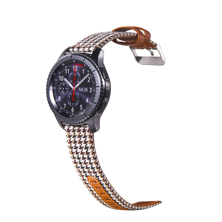 Cloth and Genuine Leather Watch Wrist Band Strap for 22mm Smart Watch - 011-3