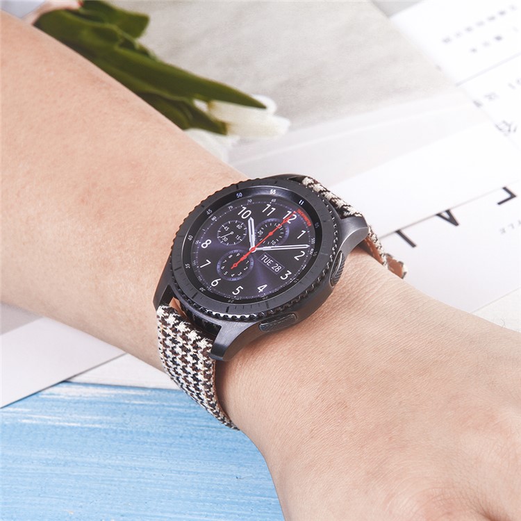 Cloth and Genuine Leather Watch Wrist Band Strap for 22mm Smart Watch - 011-4