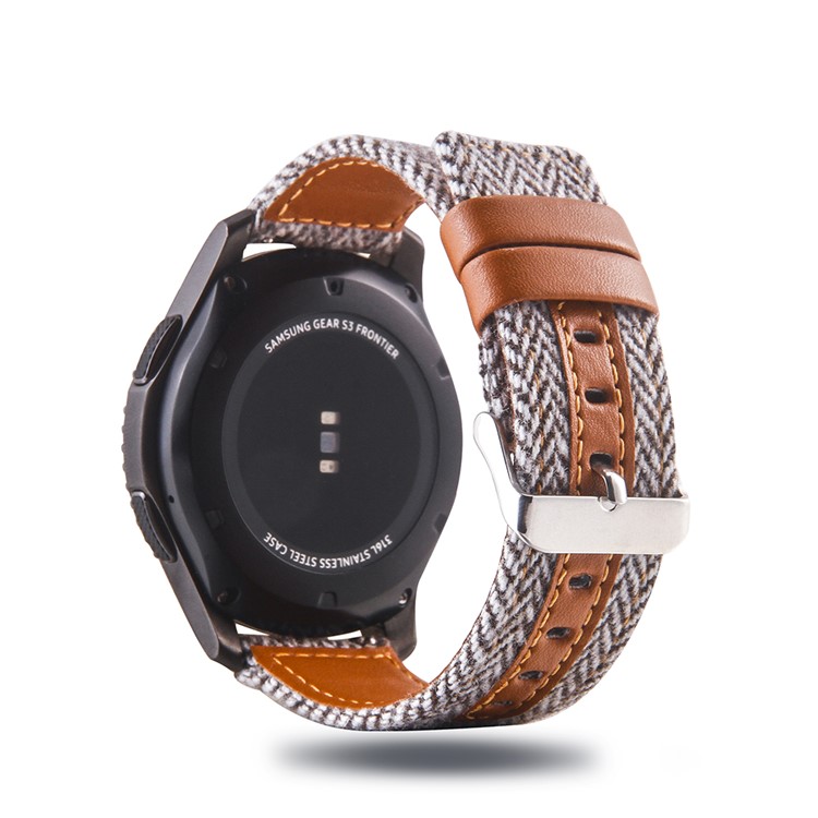 Cloth and Genuine Leather Smart Watch Band Strap Replace Part for 22mm Smart Watch - 015-1