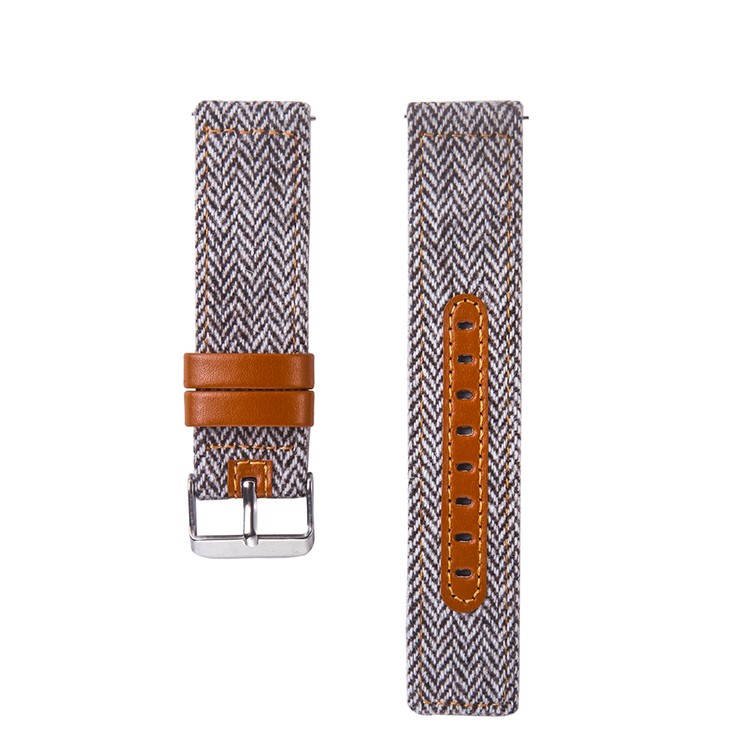 Cloth and Genuine Leather Smart Watch Band Strap Replace Part for 22mm Smart Watch - 015-2