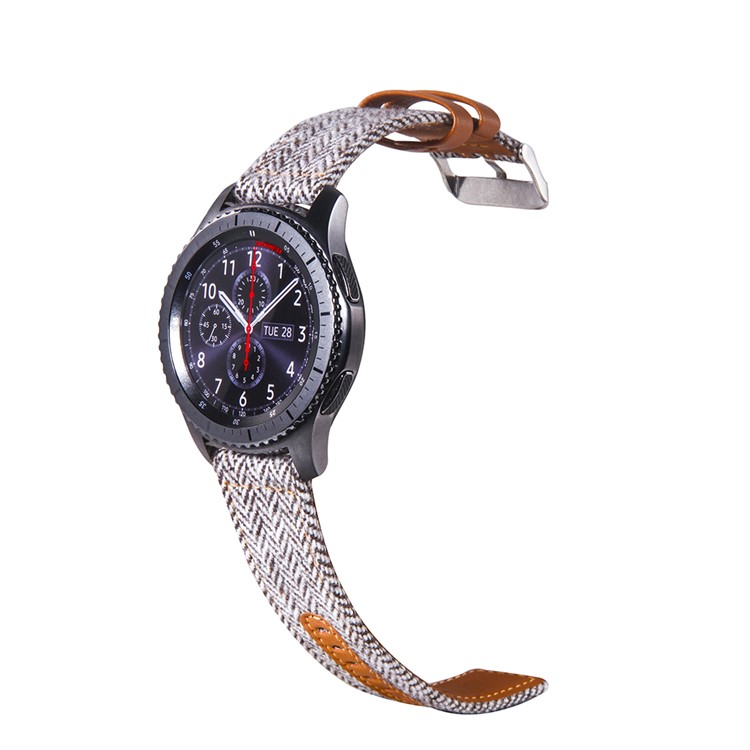 Cloth and Genuine Leather Smart Watch Band Strap Replace Part for 22mm Smart Watch - 015-3