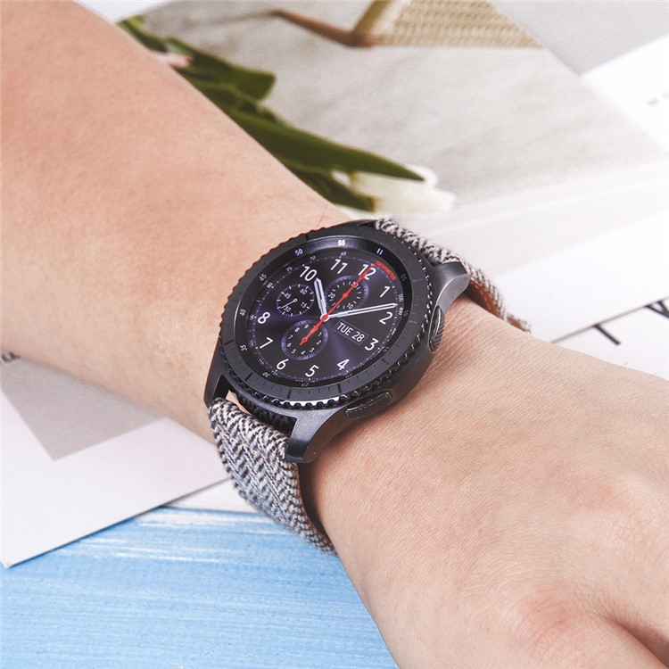 Cloth and Genuine Leather Smart Watch Band Strap Replace Part for 22mm Smart Watch - 015-4