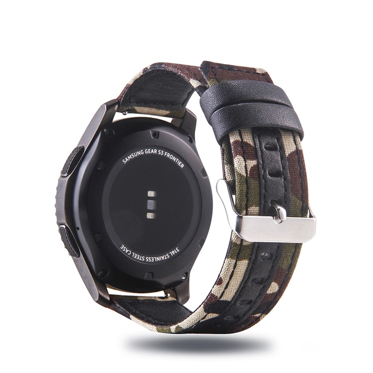 Adjustable Size Cloth and Genuine Leather Watch Band for 22mm Smart Watch - 020-1