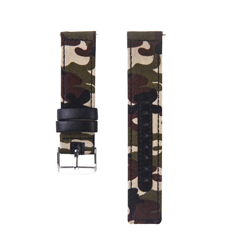 Adjustable Size Cloth and Genuine Leather Watch Band for 22mm Smart Watch - 020-2