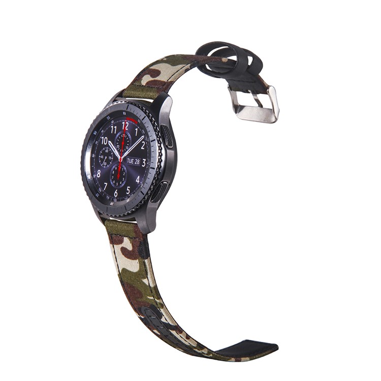 Adjustable Size Cloth and Genuine Leather Watch Band for 22mm Smart Watch - 020-3