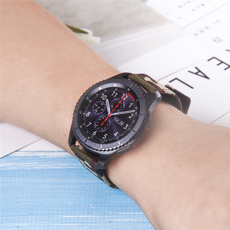 Adjustable Size Cloth and Genuine Leather Watch Band for 22mm Smart Watch - 020-4