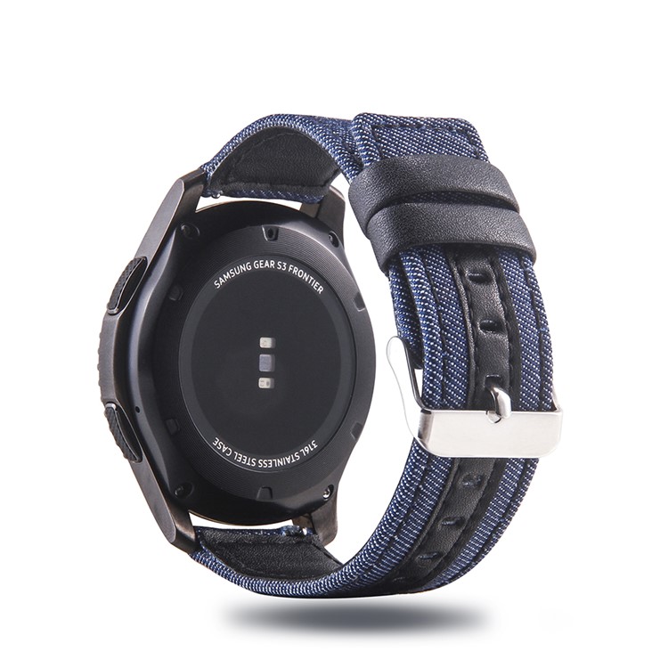Adjustable Size Cloth and Genuine Leather Watch Band Strap for 22mm Smart Watch - 018-1