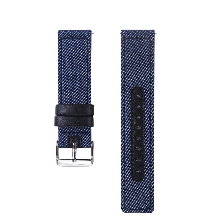 Adjustable Size Cloth and Genuine Leather Watch Band Strap for 22mm Smart Watch - 018-2