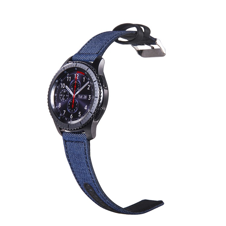 Adjustable Size Cloth and Genuine Leather Watch Band Strap for 22mm Smart Watch - 018-3