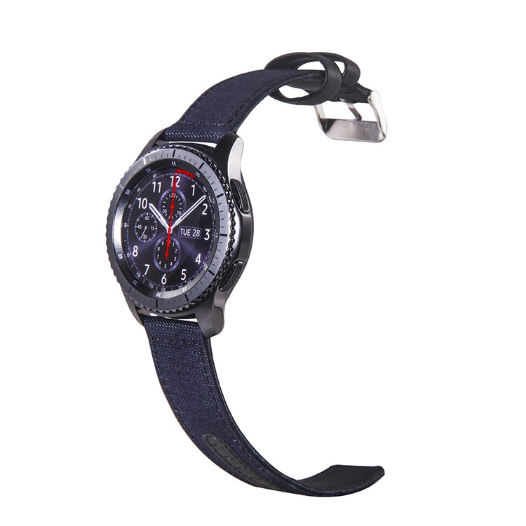 Adjustable Size Cloth and Genuine Leather Watch Strap Band for 22mm Smart Watch - 017-2