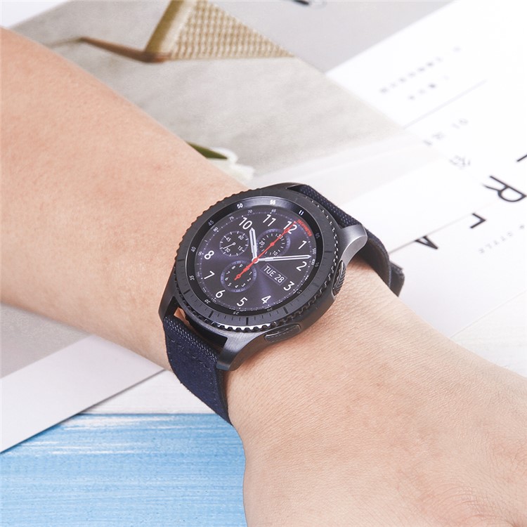 Adjustable Size Cloth and Genuine Leather Watch Strap Band for 22mm Smart Watch - 017-3