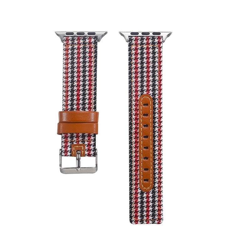 Cloth and Genuine Leather Wrist Watch Band for Apple Watch Series 4 40mm, Series 3 / 2 / 1 38mm - 003-3