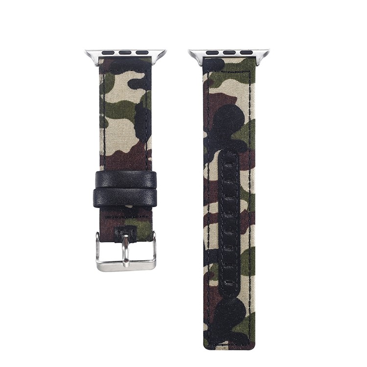 Cloth and Genuine Leather Watch Accessory Band for Apple Watch Series 4 40mm, Series 3 / 2 / 1 38mm - 005-3