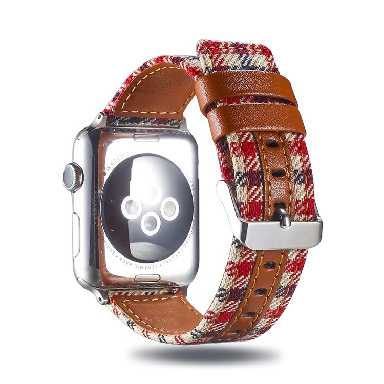 Cloth and Genuine Leather Adjustable Watch Band for Apple Watch Series 4 40mm, Series 3 / 2 / 1 38mm - 009-1