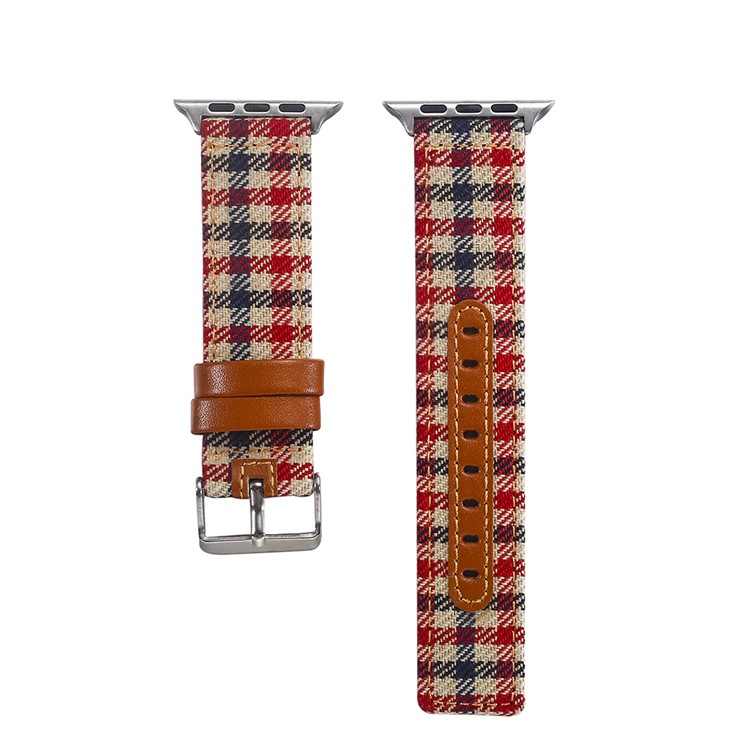 Cloth and Genuine Leather Adjustable Watch Band for Apple Watch Series 4 40mm, Series 3 / 2 / 1 38mm - 009-3