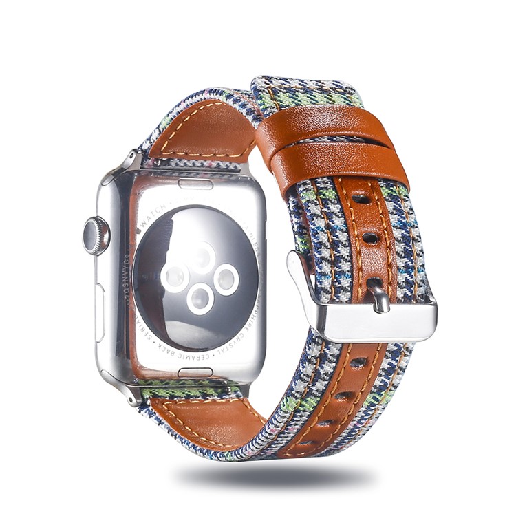 Cloth and Genuine Leather Watch Band Replace Part for Apple Watch Series 4 40mm, Series 3 / 2 / 1 38mm - 011-1