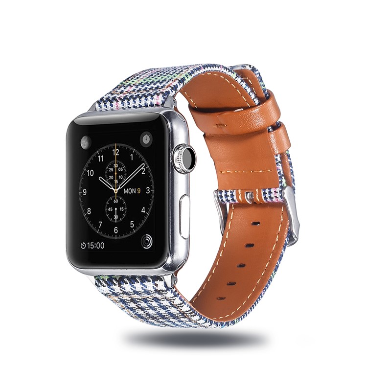 Cloth and Genuine Leather Watch Band Replace Part for Apple Watch Series 4 40mm, Series 3 / 2 / 1 38mm - 011-2