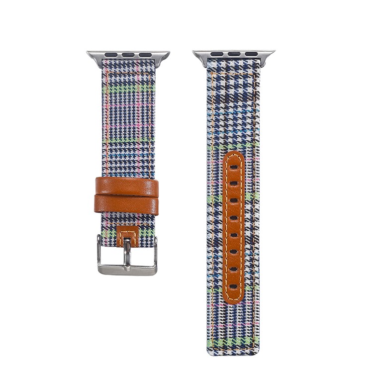 Cloth and Genuine Leather Watch Band Replace Part for Apple Watch Series 4 40mm, Series 3 / 2 / 1 38mm - 011-3