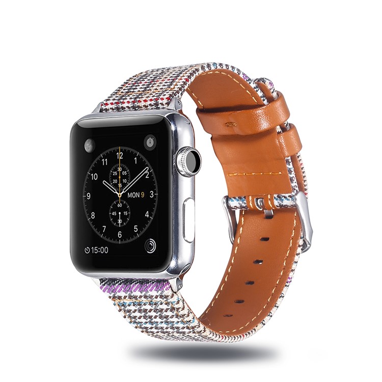 Cloth and Genuine Leather Watch Band Replacement for Apple Watch Series 4 40mm, Series 3 / 2 / 1 38mm - 012-2