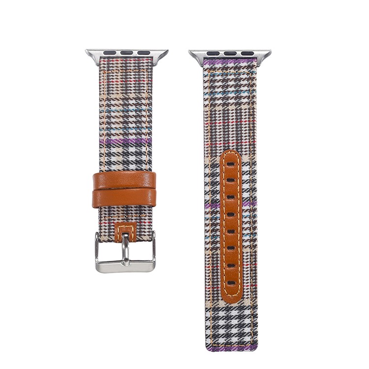 Cloth and Genuine Leather Watch Band Replacement for Apple Watch Series 4 40mm, Series 3 / 2 / 1 38mm - 012-3