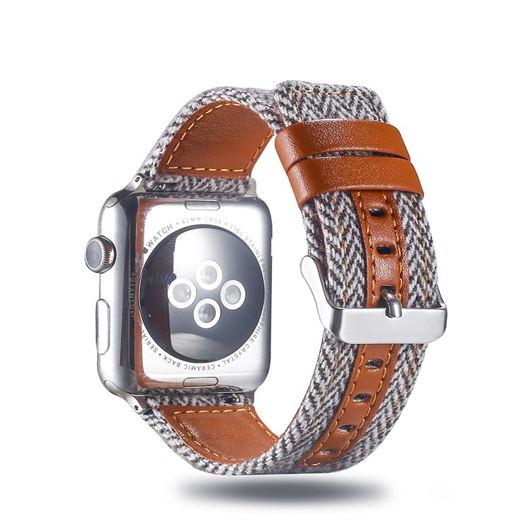 Cloth and Genuine Leather Smart Watch Band Replacement for Apple Watch Series 4 40mm, Series 3 / 2 / 1 38mm - 015-1