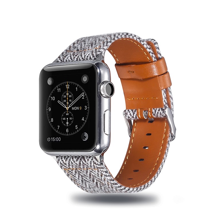 Cloth and Genuine Leather Smart Watch Band Replacement for Apple Watch Series 4 40mm, Series 3 / 2 / 1 38mm - 015-2