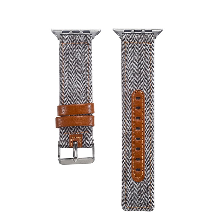 Cloth and Genuine Leather Smart Watch Band Replacement for Apple Watch Series 4 40mm, Series 3 / 2 / 1 38mm - 015-3