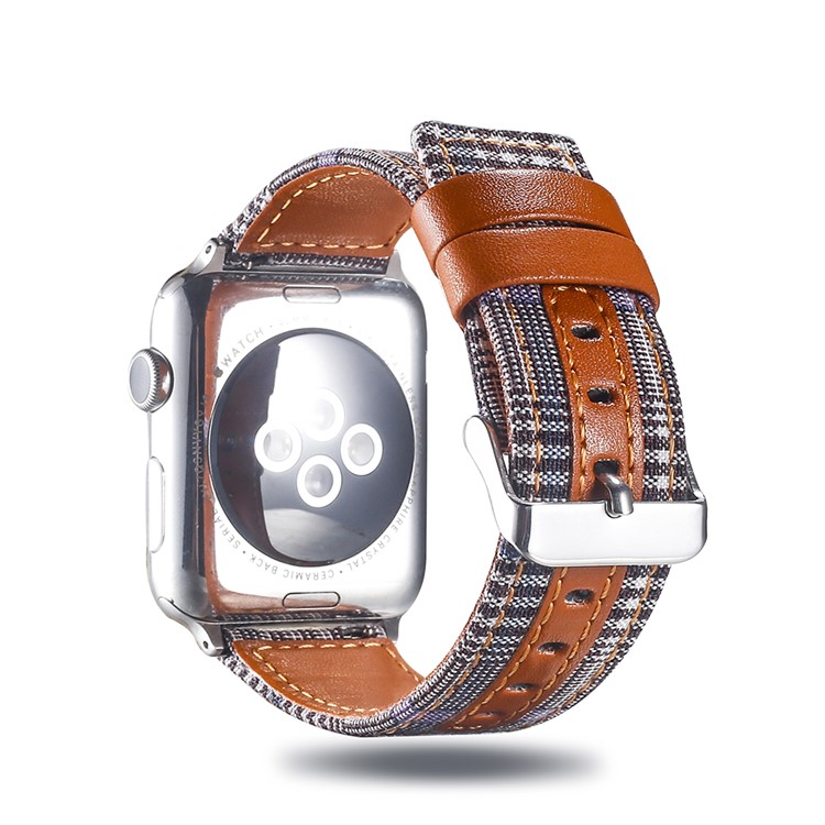 Cloth and Genuine Leather Watch Accessory Band for Apple Watch Series 4 40mm, Series 3 / 2 / 1 38mm - 019-1