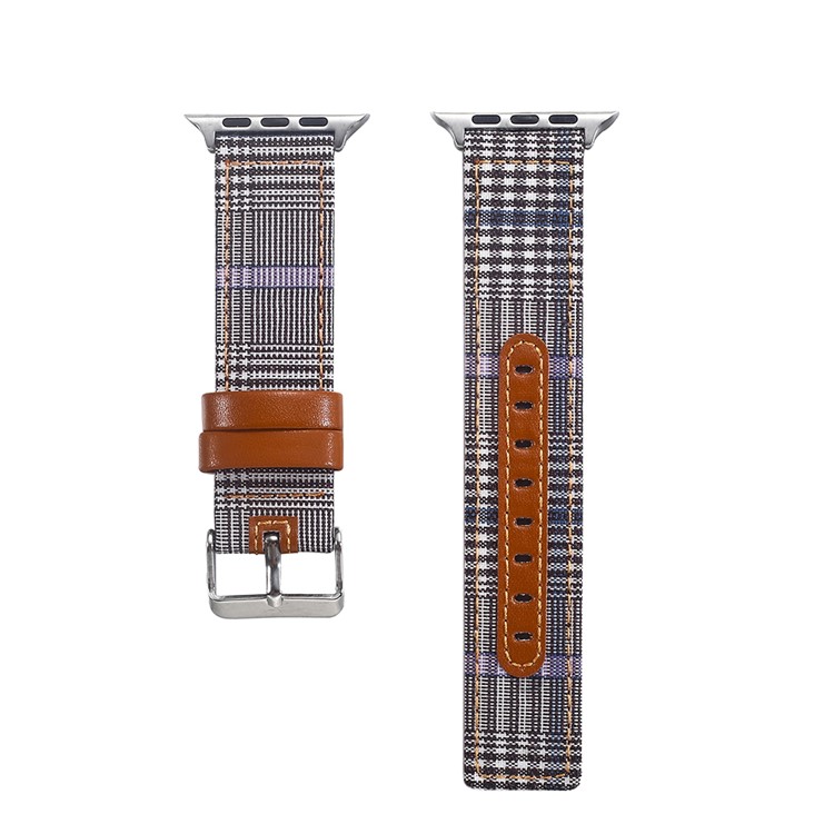 Cloth and Genuine Leather Watch Accessory Band for Apple Watch Series 4 40mm, Series 3 / 2 / 1 38mm - 019-3
