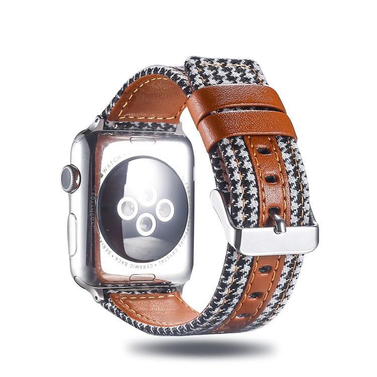 Genuine Leather and Cloth Watch Strap for Apple Watch Series 4 44mm, Series 3 / 2 / 1 42mm - 001-2