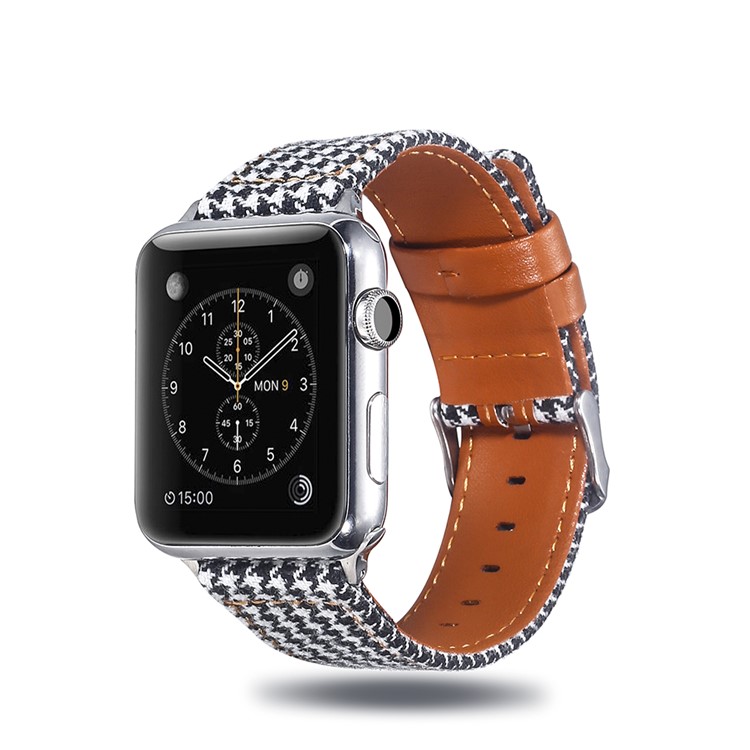 Genuine Leather and Cloth Watch Strap for Apple Watch Series 4 44mm, Series 3 / 2 / 1 42mm - 001-3